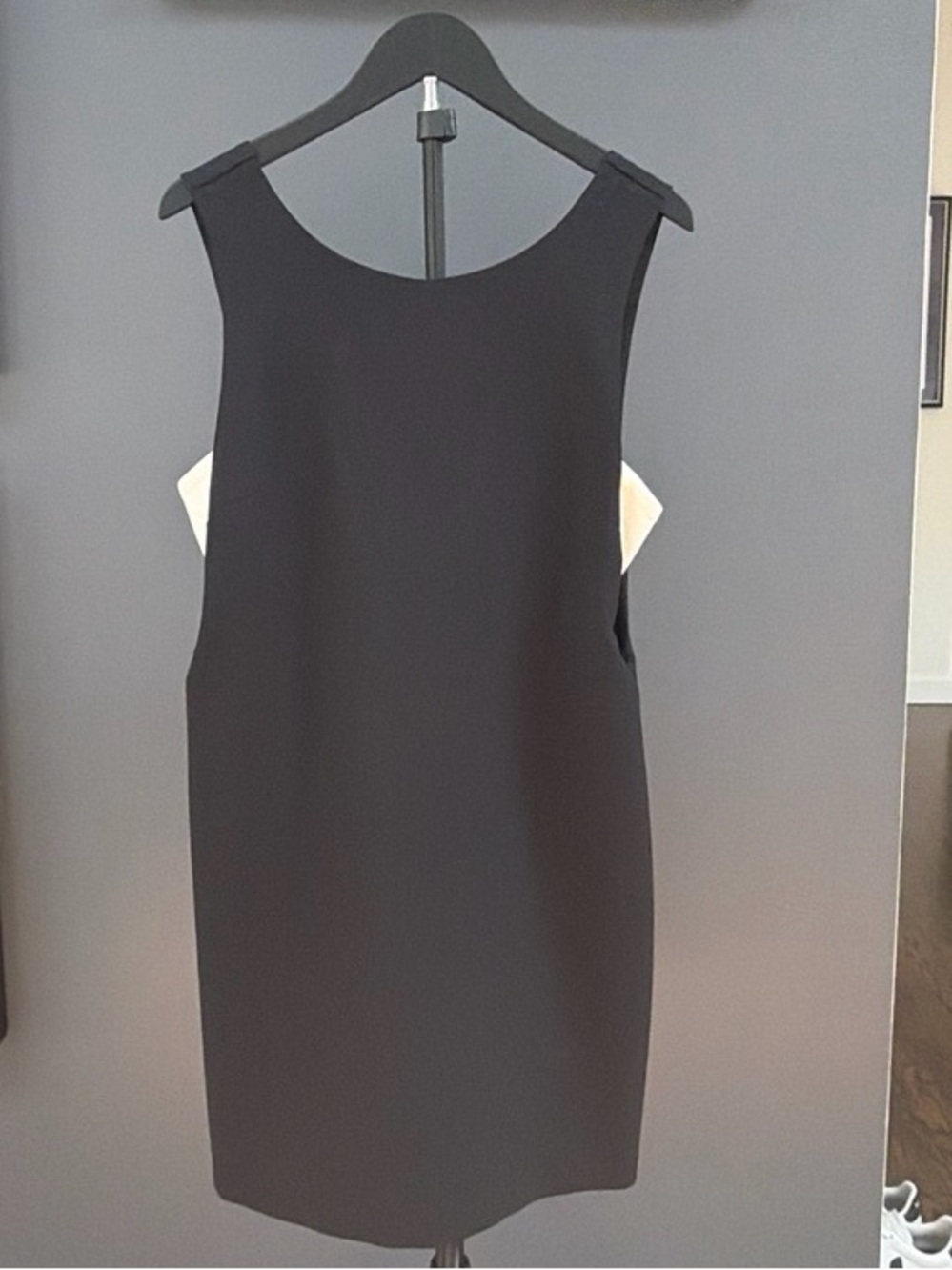 Black Sleeveless Shift Dress with White Band